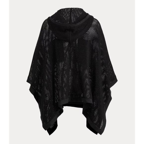 Ralph Lauren Collection Merino Wool Linen Mesh Poncho Cape Sweater Hooded Top S - Picture 3 of 8
